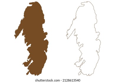 Krakeroy island (Kingdom of Norway) map vector illustration, scribble sketch Krakeroy map