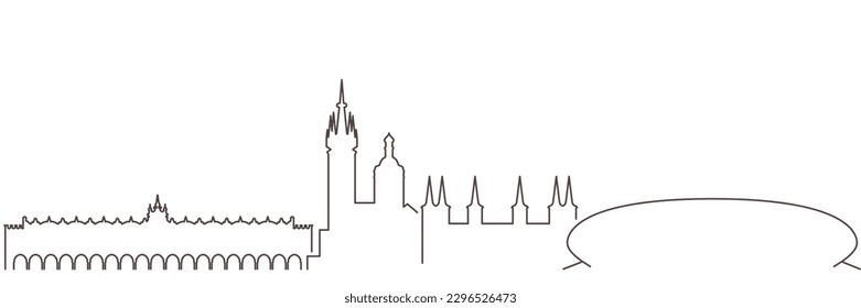 Krakau Dunkle Linie einfache minimalistische Skyline mit weißem Hintergrund