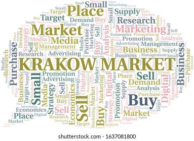 Krakow Market word cloud. Vector made with text only.