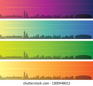 Krakow Multiple Color Gradient Skyline Banner