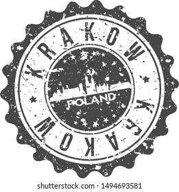Krakow Poland City Skyline. Design Vector. Famous Monuments.