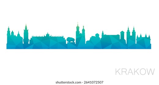 Krakow, Poland Low Poly Skyline Clip Art City Design. Geometric Polygon Graphic Horizon Icon. Vector Illustration Symbol.