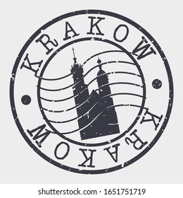 Krakow Poland Stamp Postal. Silhouette Seal. Passport Round Design. Vector Icon. Design Retro Travel. National Symbol.