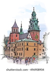 Krakow. Poland. The Wawel Cathedral, Katedra Wawelska in Polish, was the coronation site of Polish monarchs and remains Poland's most important national sanctuary.