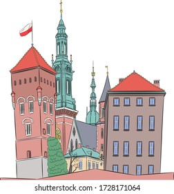Krakow Royal Castle on Wawel Hill. Poland.