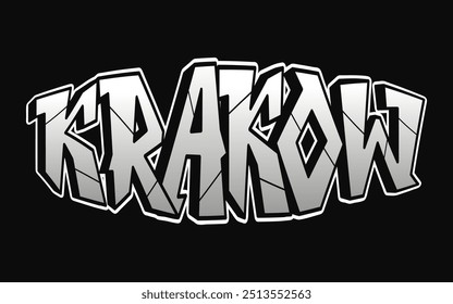 Cracovia - letras de una sola palabra, estilo graffiti. Logotipo dibujado a mano de Vector. Camiseta divertida de la impresión del estilo del graffiti de la moda, de Cracovia, concepto del cartel