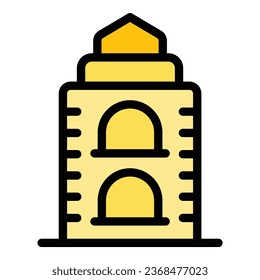 Krakow tower icon outline vector. City travel. Polish map color flat