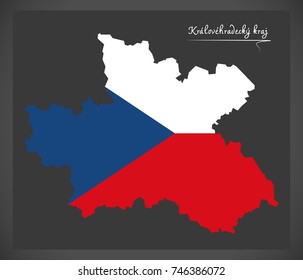 Kralovehradecky kraj map of the Czech Republic with national flag illustration