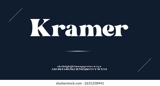Kramer  line monogram alphabet and tech fonts. Lines font regular uppercase and lowercase. Vector illustration.	