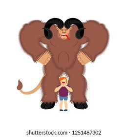 Krampus. Anti Santa Claus for bad kids. Scary horned monster. Merry christmas illustration vector
