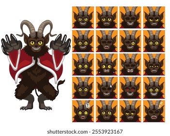 Krampus Cartoon Emotion faces Vector Illustration