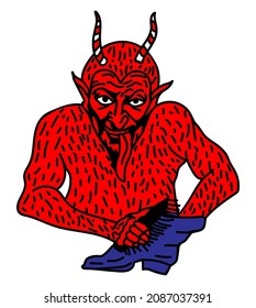 Krampus Christmas devil illustration doodle hand drawn vector