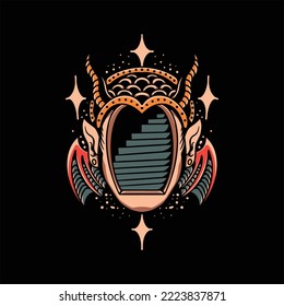 krampus dimension tattoo vector design