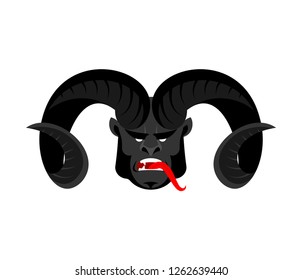 Krampus face. Anti Santa Claus for bad kids. Scary horned monster. Merry christmas illustration vector
