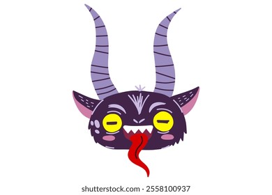 Krampus Goat character. Cute cartoon demon. Hand drawn Christmas Krampus devil illustration. Stock vector illustration isolated on white background.