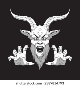 Krampus horned demon who scares naughty children isolated vector illustration