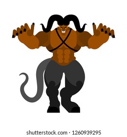 Krampus is scary. Hands forward. Attack of demon Christmas