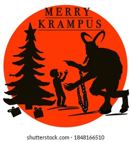 Krampus. Traditional christmas devil. Seamless background pattern. Vector illustration. For cards, posters, stickers and professional design