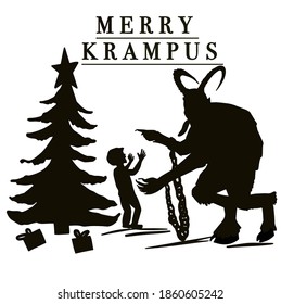 Krampus. Traditional christmas devil. Seamless background pattern. Vector illustration. For cards, posters, stickers and professional design