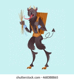 Krampus. Traditional christmas devil. Vector illustration.