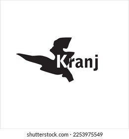 Kranj map and black lettering design on white background