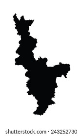 Krasnoyarsk Krai vector map silhouette isolated on white background. High detailed illustration. Russia oblast map illustration. 