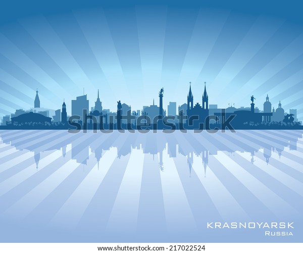 Krasnoyarsk Russia Skyline City Silhouette Krasnoyarsk Russia Skyline City Silhouette Vector Stock