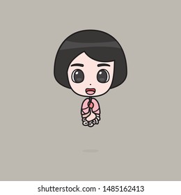 Krasue, a woman's head with her viscera hanging down from the neck, thai ghost, character design