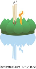 Krathong banana leaf in cartoon style.