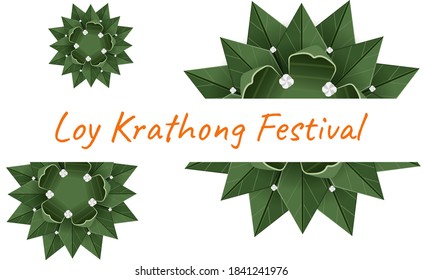 Krathong banana leaf design isolate for float in Loy krathong festival