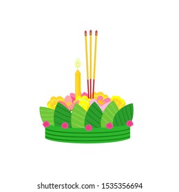 Krathong flower on white background vector