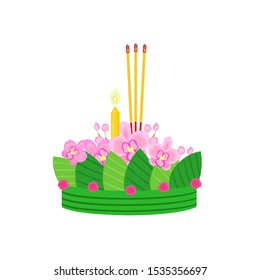 Krathong flower on white background vector