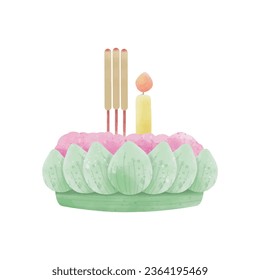 krathong of Loy krathong festival illustration element isolated on background Vector