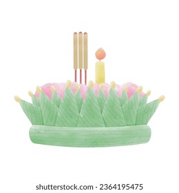 krathong of Loy krathong festival illustration element isolated on background Vector