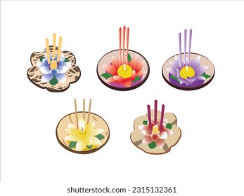 The krathong is made of coconut shell scraps.