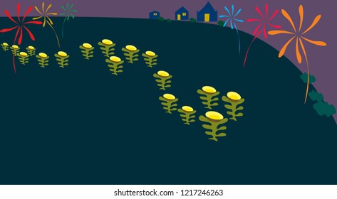 Krathong Sai ,Loy Krathong festival — The sacred festival of light in Tak ,Thailand ,vector illustration