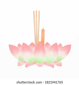 Krathong vector illustration water color style on white background