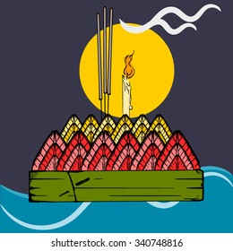 Krathong vector for Loy Krathong day.
