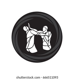 Krav maga silhouettes. Two abstract fighters pictogram