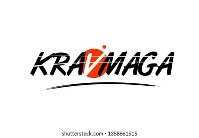 krav maga text word on white background with red circle suitable for card icon or typography logo design