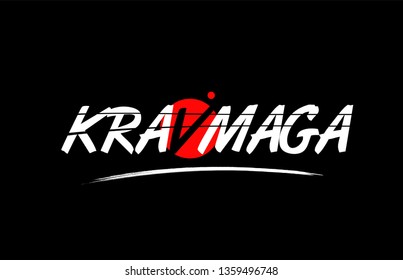 krav maga text word on black background with red circle suitable for card icon or typography logo design