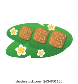 krayasart traditional thai dessert vector flat illustration.
