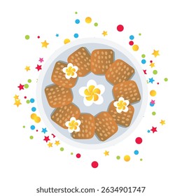 krayasart traditional thai dessert vector flat illustration.