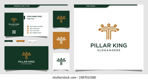 Kreativpfeiler-King-Logo und Visitenkartendesign Premium Vector