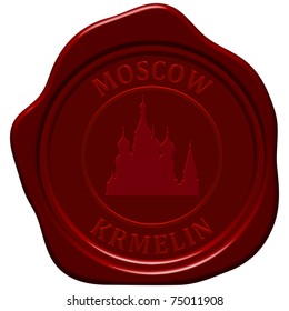 Kremlin cathedral. Sealing wax stamp for design use.