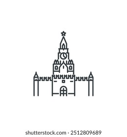 Kremlin, relógio, edifício, vista, arquitetura, ícone da rússia, ilustração vetorial.