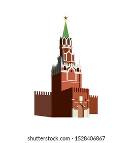 Kremlin Clock Tower Moscow Flat Design Stock Vector (Royalty Free ...