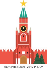 Icono de color del Kremlin. Lugar famoso de viajes de la cultura rusa