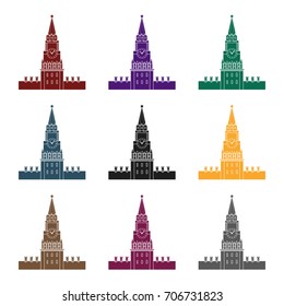 Kremlin icon in black style isolated on white background. Russian country symbol stock vector illustration.