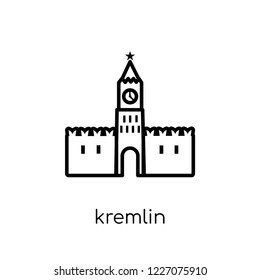 Kremlin icon. Trendy modern flat linear vector Kremlin icon on white background from thin line Architecture and Travel collection, editable outline stroke vector illustration